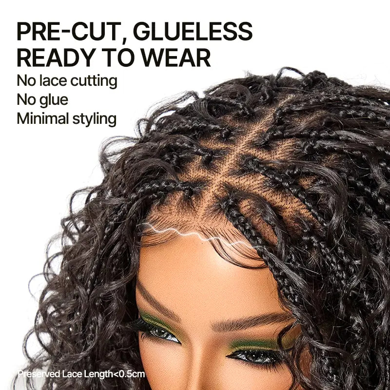13×6 HD Lace Braided Water Wave Wig | Glueless Pre-Cut Boho Style