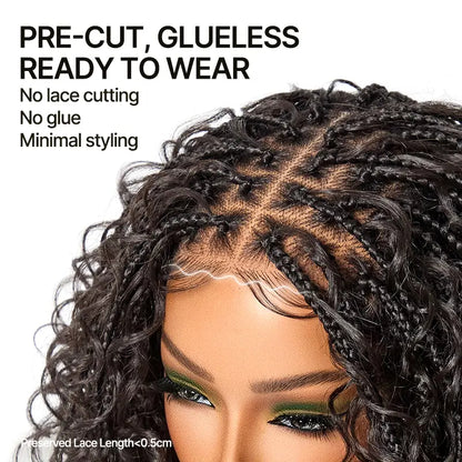 13×6 HD Lace Braided Water Wave Wig | Glueless Pre-Cut Boho Style