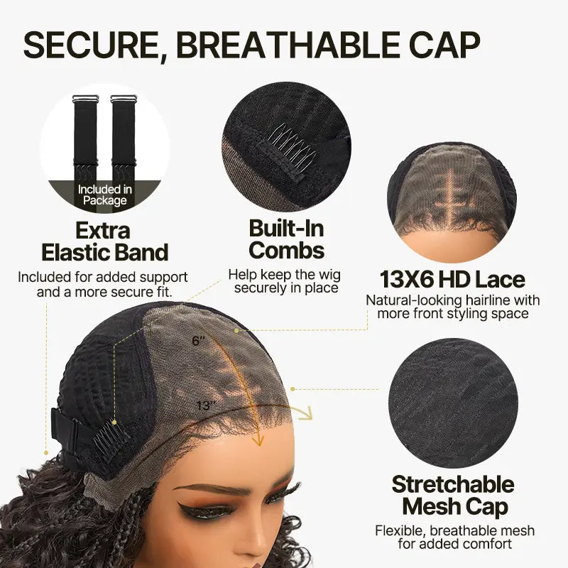 13×6 HD Lace Braided Water Wave Wig | Glueless Pre-Cut Boho Style