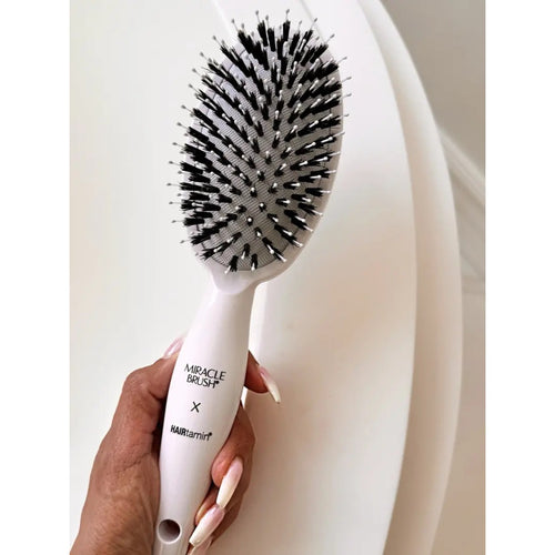 HAIRtamin Miracle Brush – White Boar Bristle Detangling Hair Brush – White