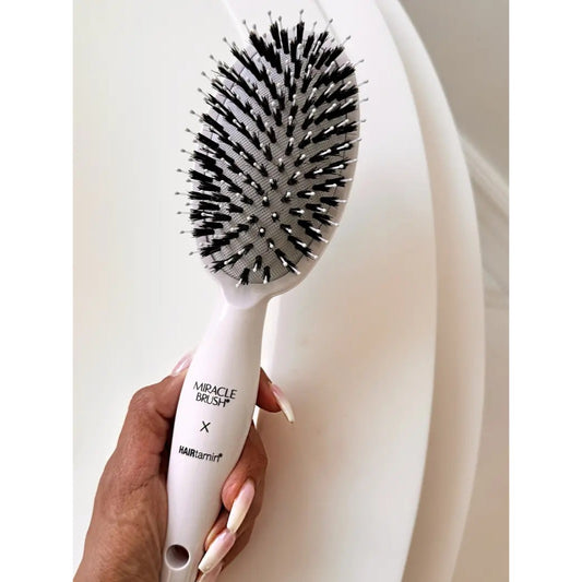 HAIRtamin Miracle Brush – White Boar Bristle Detangling Hair Brush – White