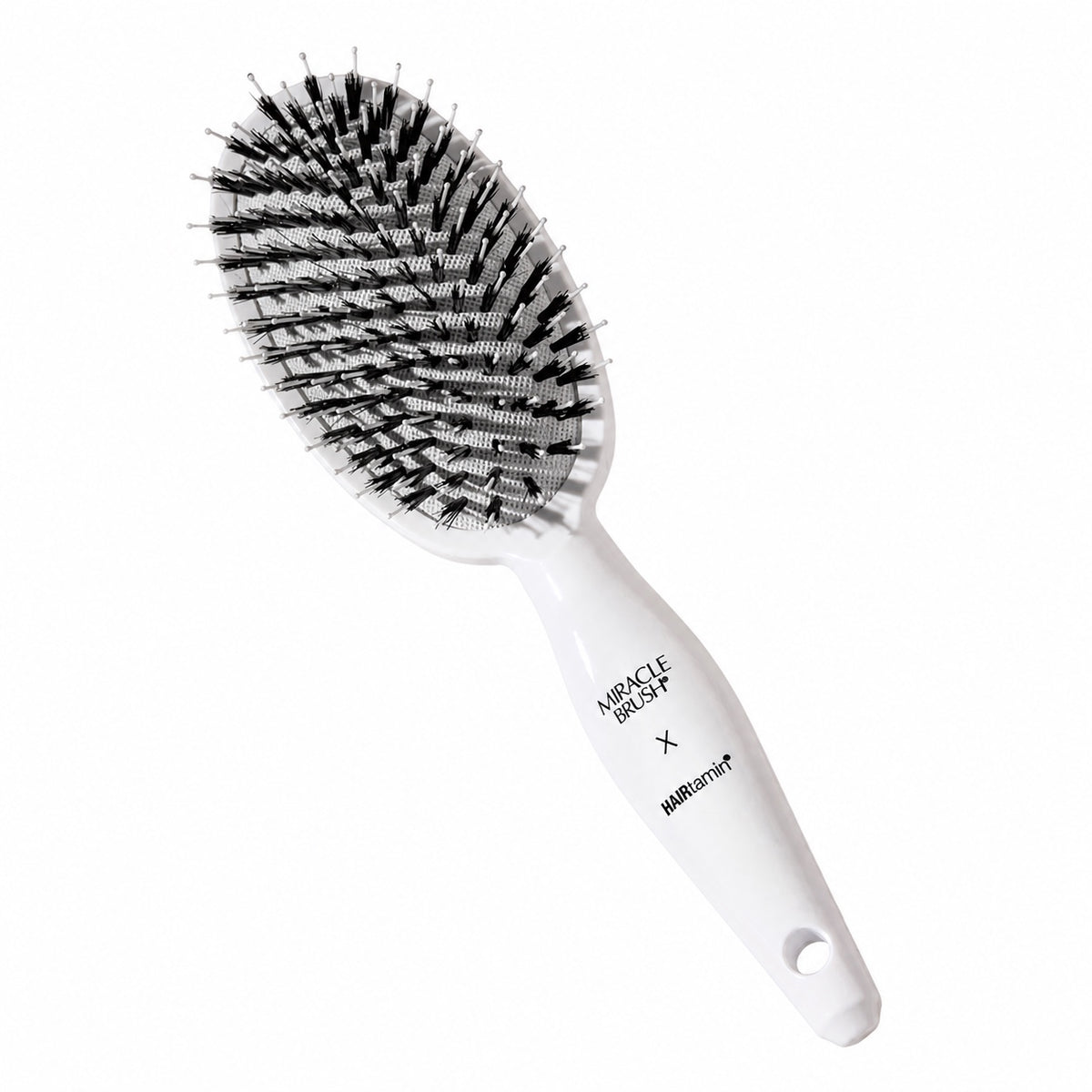 HAIRtamin Miracle Brush – White Boar Bristle Detangling Hair Brush – White