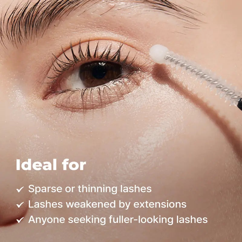 EPAIS serum applied to lashes with its rounded brush tip