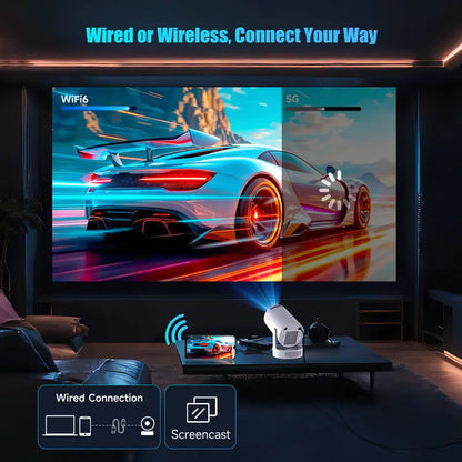 HY300 Pro+ Portable Mini Projector – 130" Home Cinema Projector with WiFi & Bluetooth