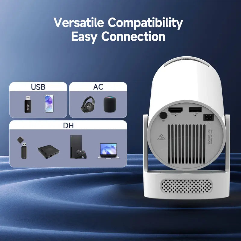 HY300 Pro+ Portable Mini Projector – 130" Home Cinema Projector with WiFi & Bluetooth