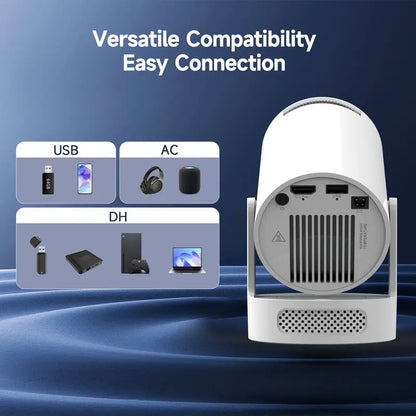 HY300 Pro+ Portable Mini Projector – 130" Home Cinema Projector with WiFi & Bluetooth