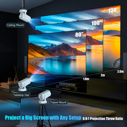 HY300 Pro+ Portable Mini Projector – 130" Home Cinema Projector with WiFi & Bluetooth
