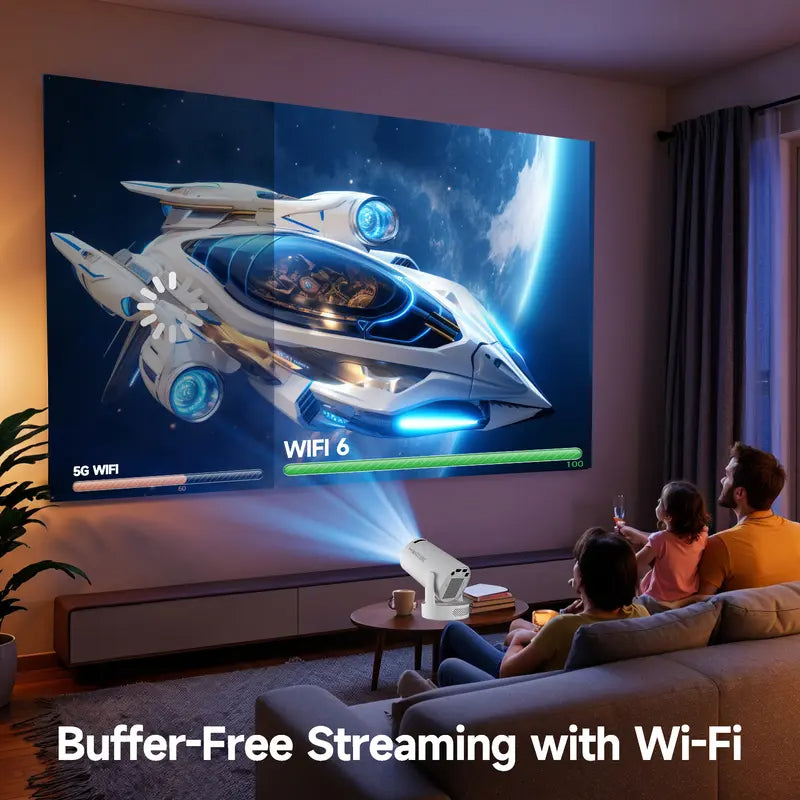 HY300 Pro+ Portable Mini Projector – 130" Home Cinema Projector with WiFi & Bluetooth