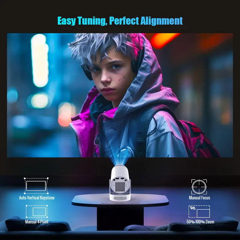 HY300 Pro+ Portable Mini Projector – 130" Home Cinema Projector with WiFi & Bluetooth