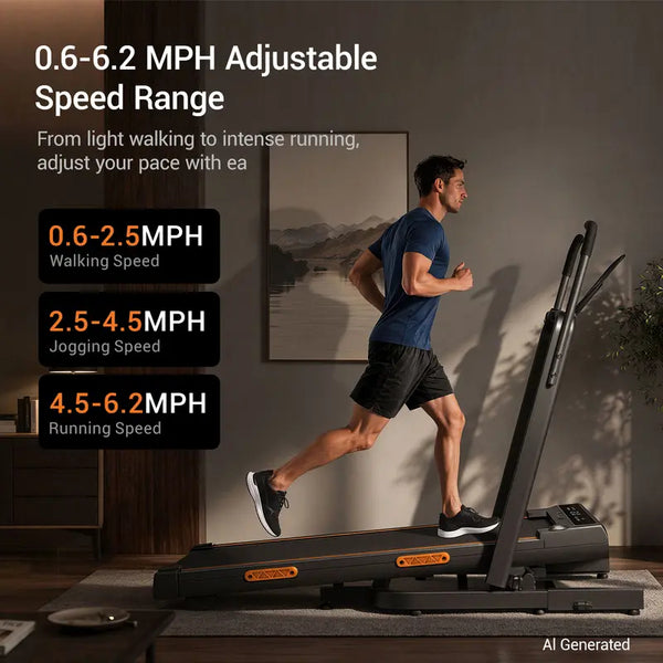 Walking Pad Treadmill Incline 40% & Elevated Dual Handrails, Quiet 3HP Motor 7.5MPH Foldable Treadmill 350LBS Capacity Duty Reinforced Frame Space Saving, LED Display Remote & Suction Tablet Holder for Home Gym