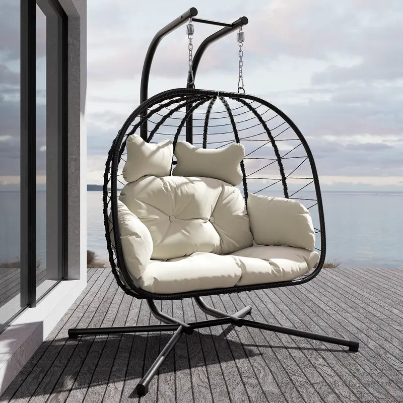 Double hanging egg chair