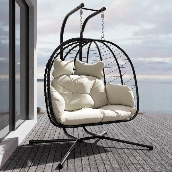 Double hanging egg chair