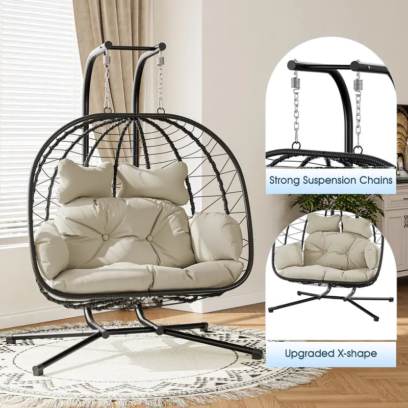 Double hanging egg chair