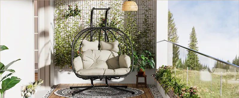 Double hanging egg chair