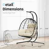 Double hanging egg chair in black- Beige