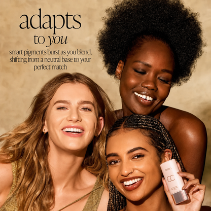 summer skin essentials - CC color-correcting tinted serum + creaseless SPF 30 mineral setting powder