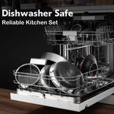 Cookware arranged in a dishwasher