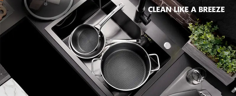Cookware arranged for dishwasher cleaning