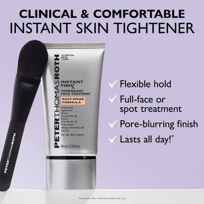 Instant FirmX Easy-Wear Face Tightener with brush and key benefits