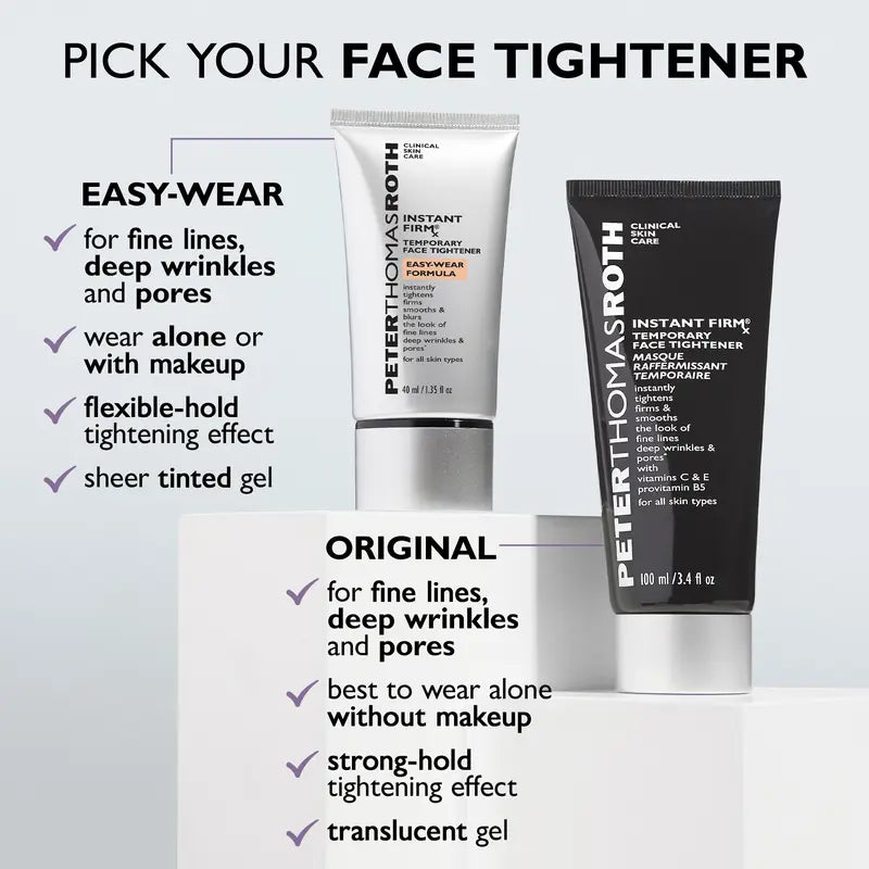 Easy-Wear and Original Instant FirmX face tightener comparison