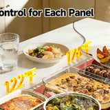 Separate temperature and timer controls for warming panels